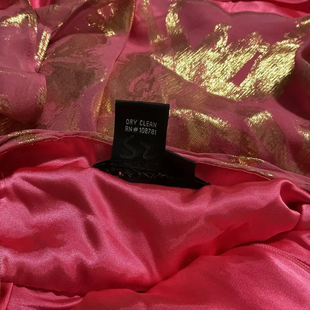 Aidan Mattox Silk Metallic Halter Cocktail Dress Pink Gold Size 6 - Picture 9 of 11